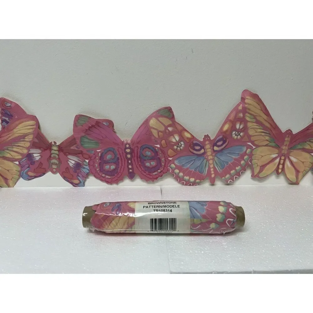 Butterflies Scalloped  Wall Border Juvenile Baby Nursery Pink #TR105314